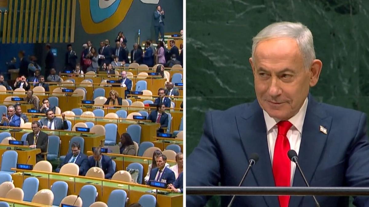 En video: decenas de delegados abandonan la Asamblea General de la ONU durante la intervención de Netanyahu